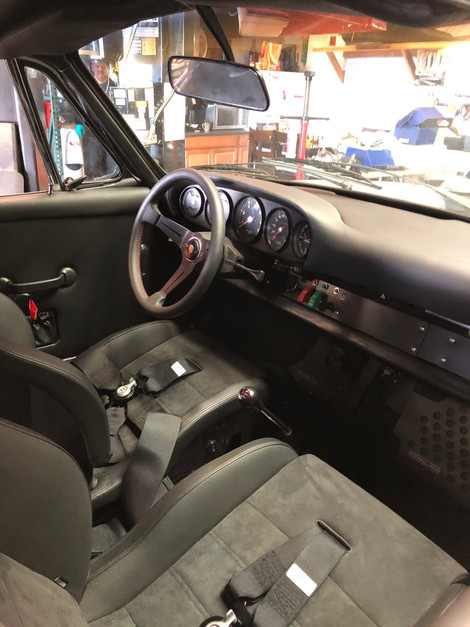 Inside the car.